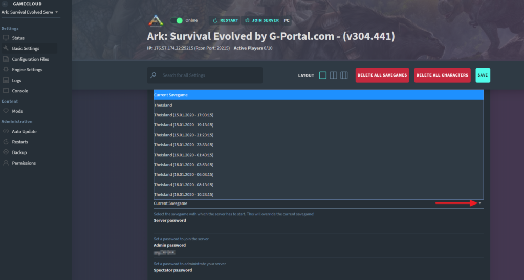 gportal server not showing up ark