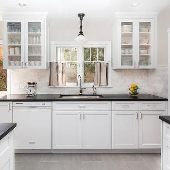 gray laminate countertops with white cabinets