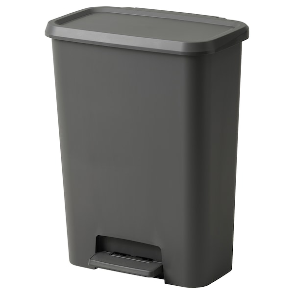 gray plastic bins