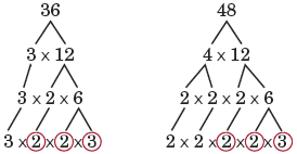 greatest common factor for 36 and 48