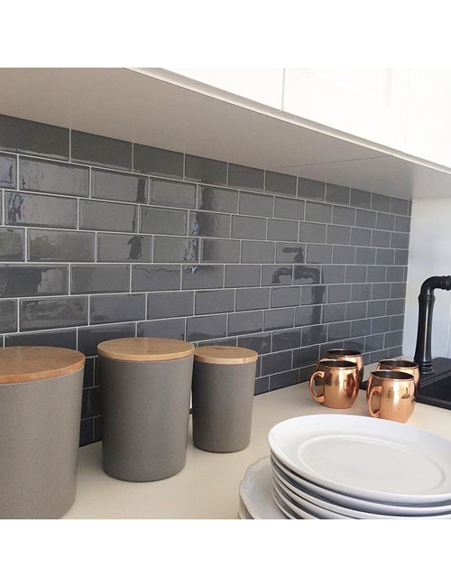 grey backsplash tile