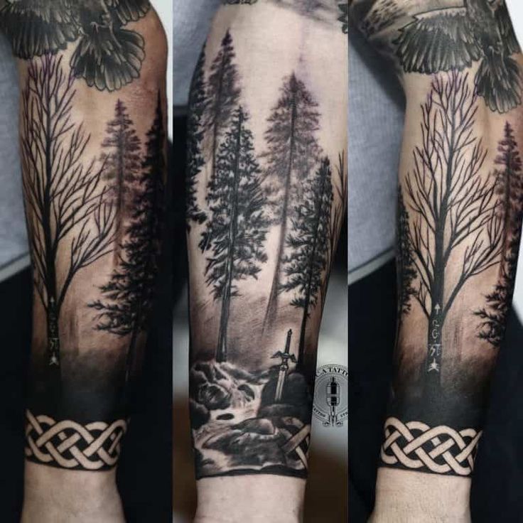 half arm forest tattoo