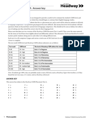 headway placement test