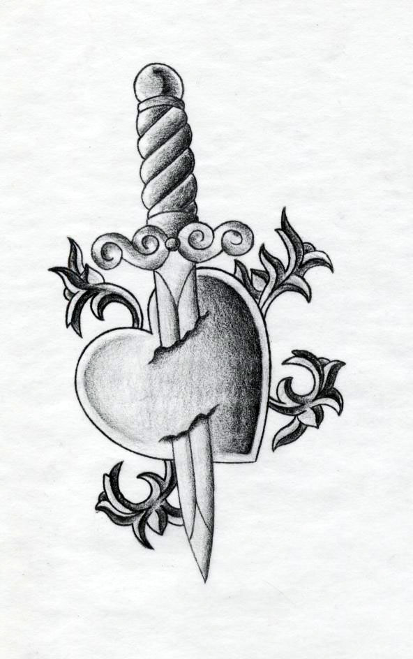 heart with a dagger tattoo