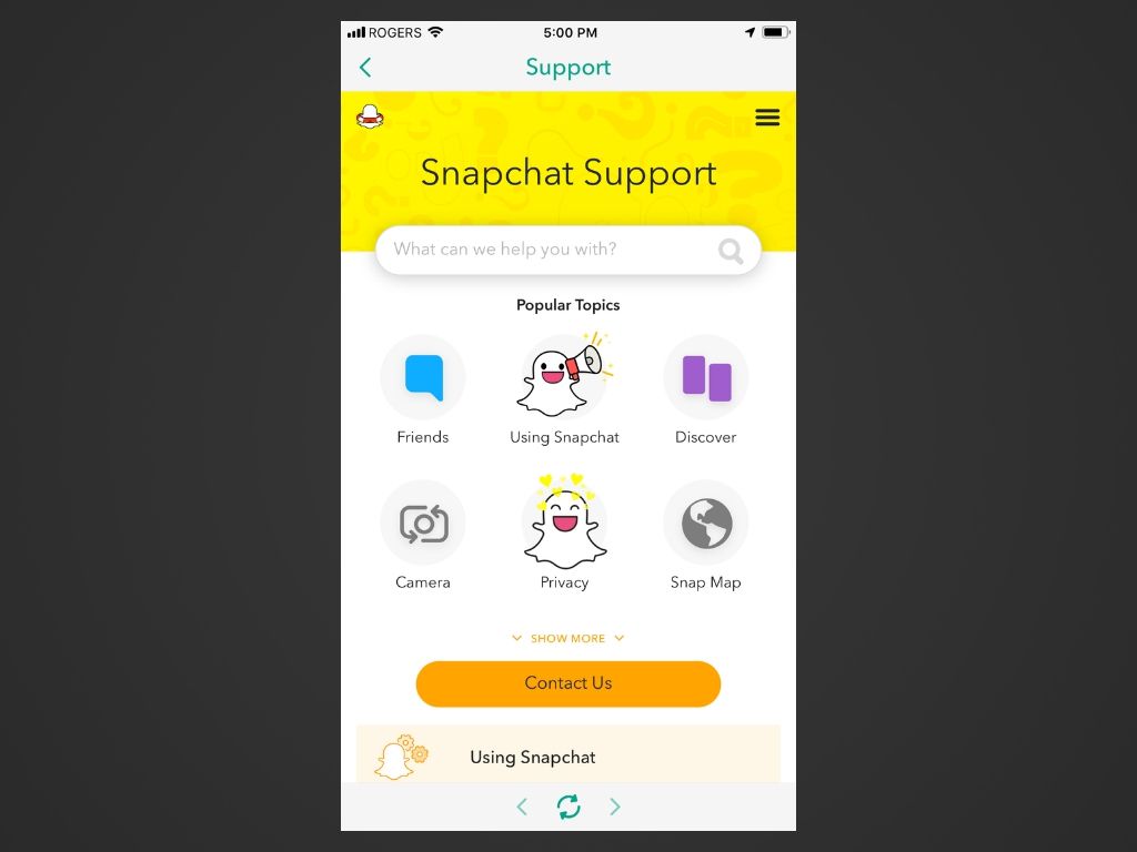 help on snapchat