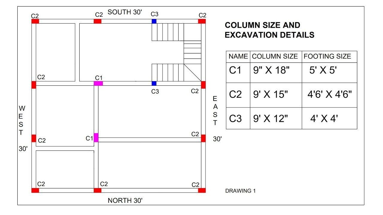 house column layout plan