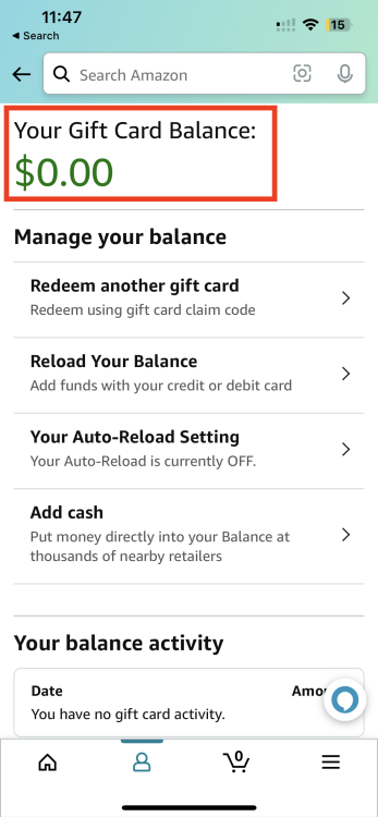 how to check amount on amazon gift card