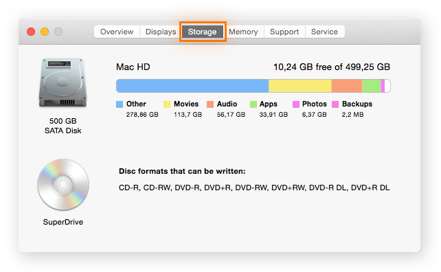 how to check storage on macbook air