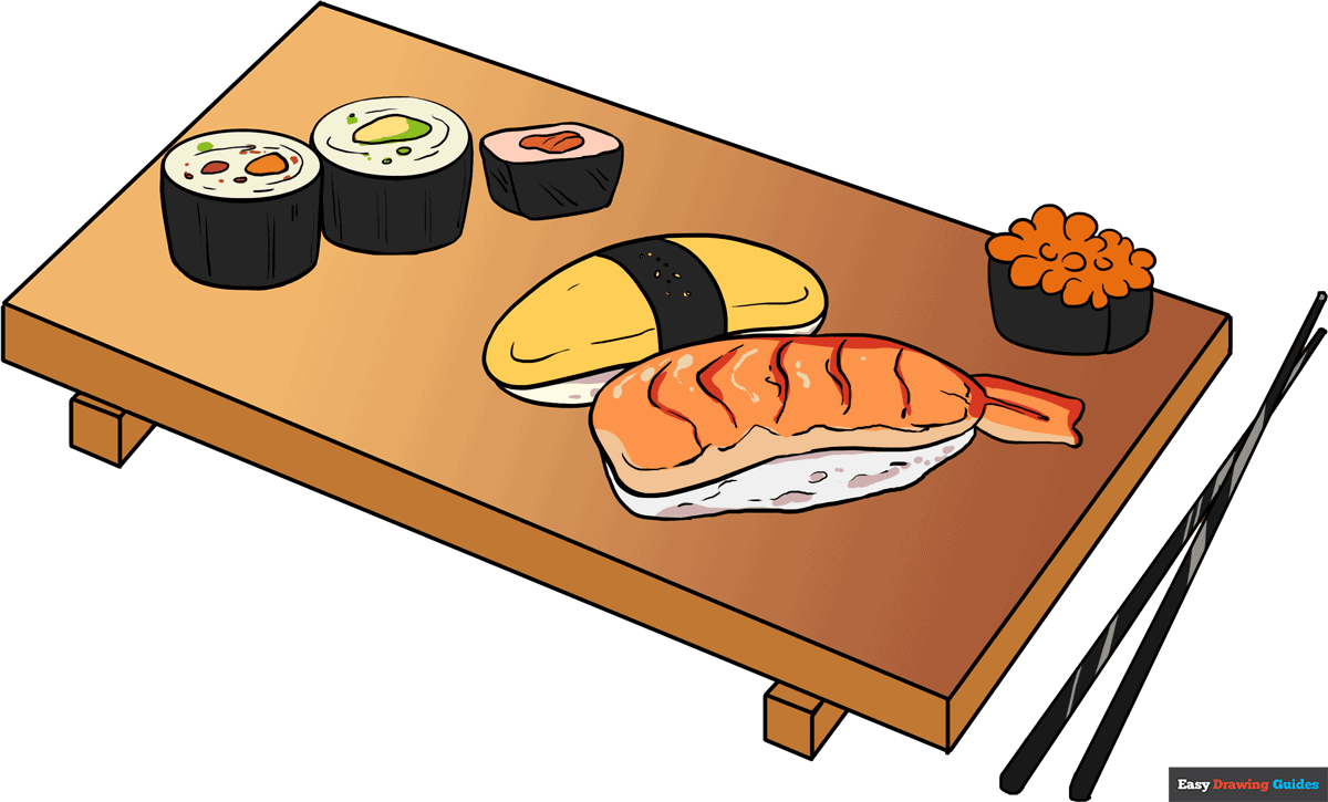 how to draw sushi easy step by step