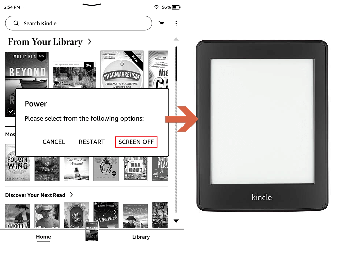 how to power off kindle