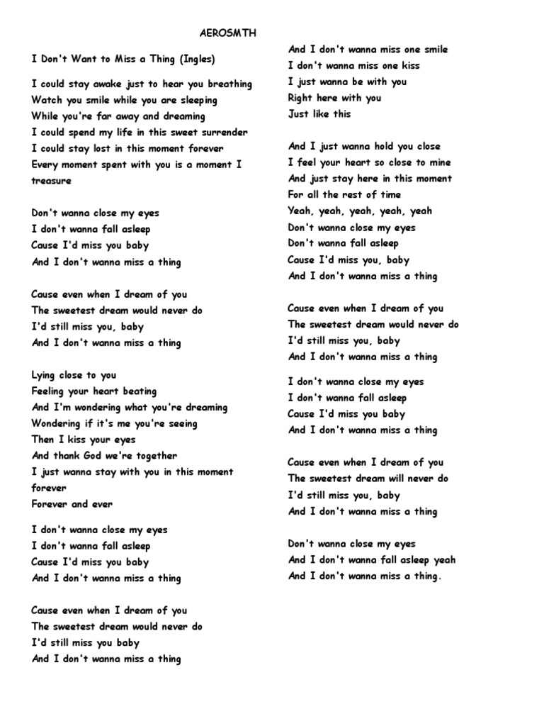 i don t want to miss you lyrics