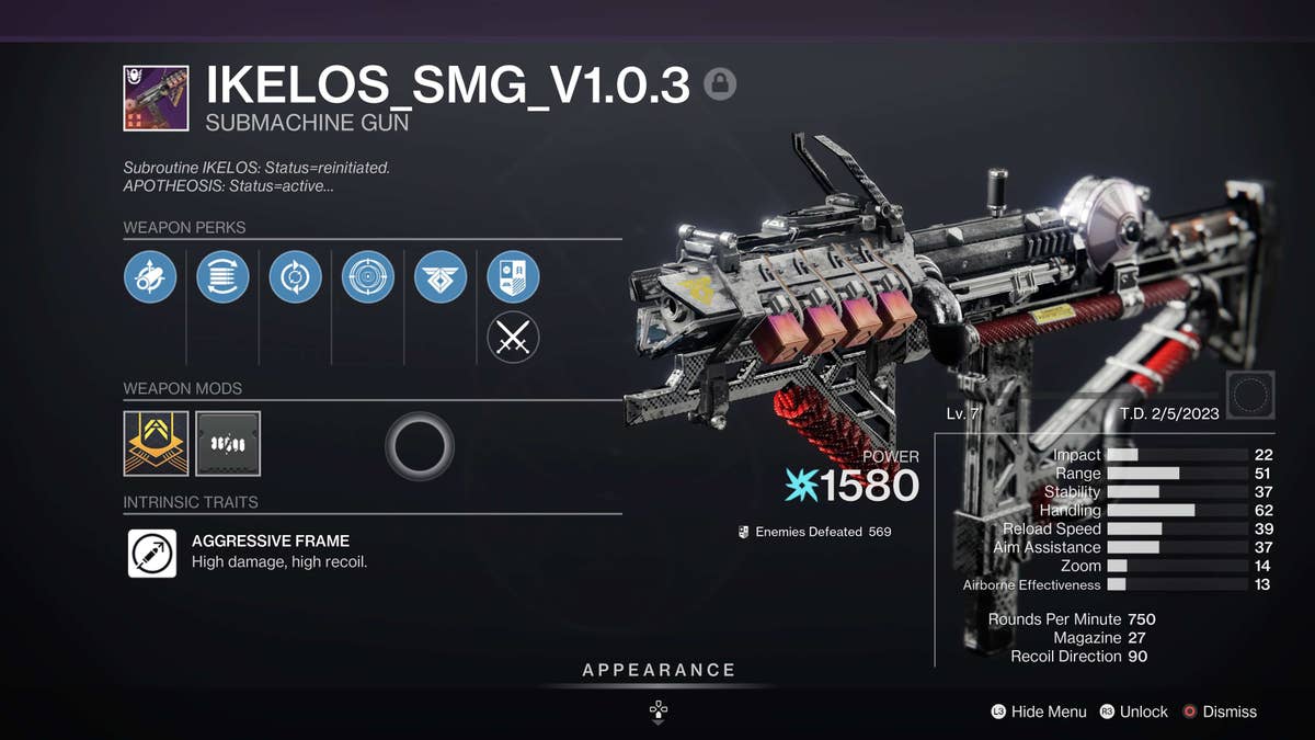 ikelos smg god roll crafted