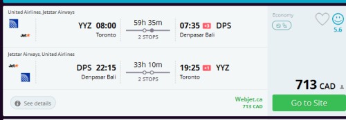 indonesia flights from toronto