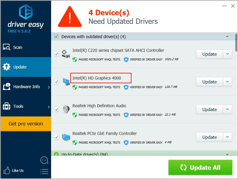 intel hd 4000 driver update