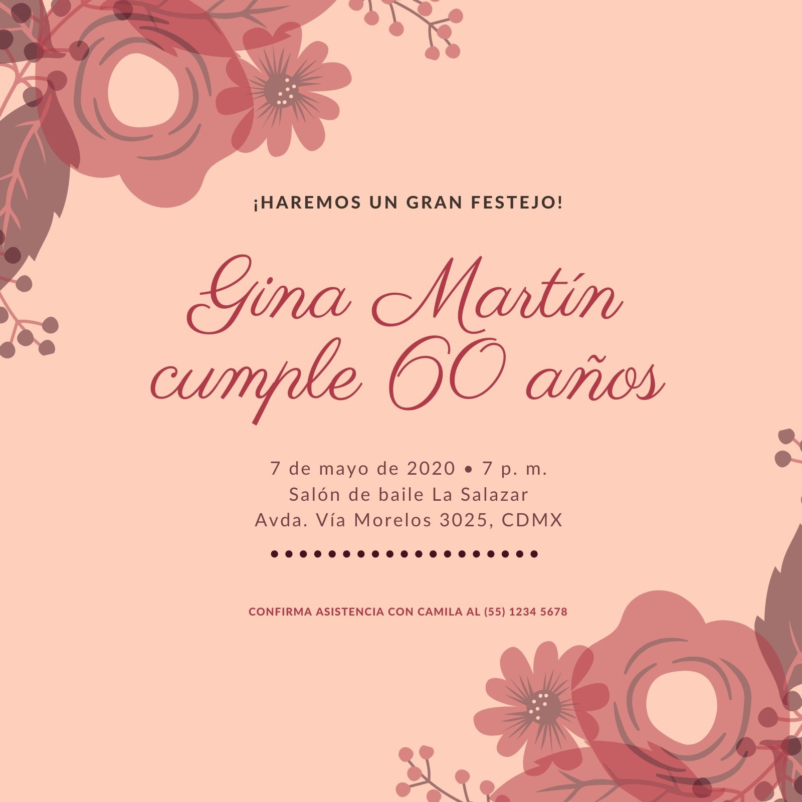 invitacion de cumpleaños mujer para editar