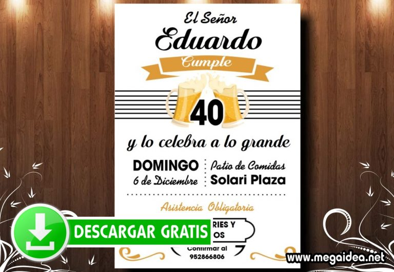 invitaciones de cumpleaños para editar de hombre