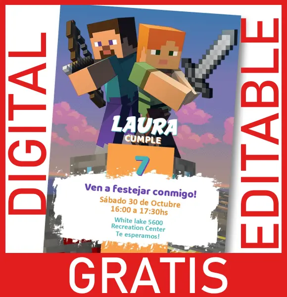 invitaciones de minecraft para editar