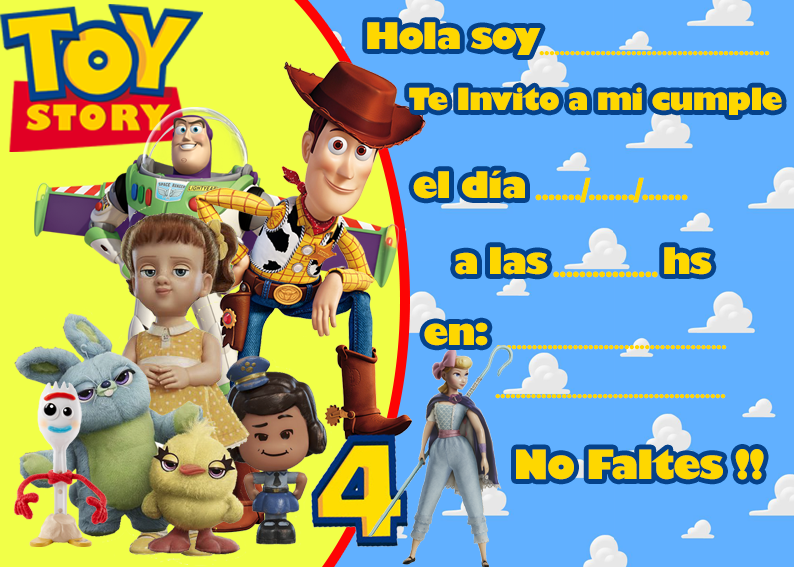 invitaciones de toy story en blanco