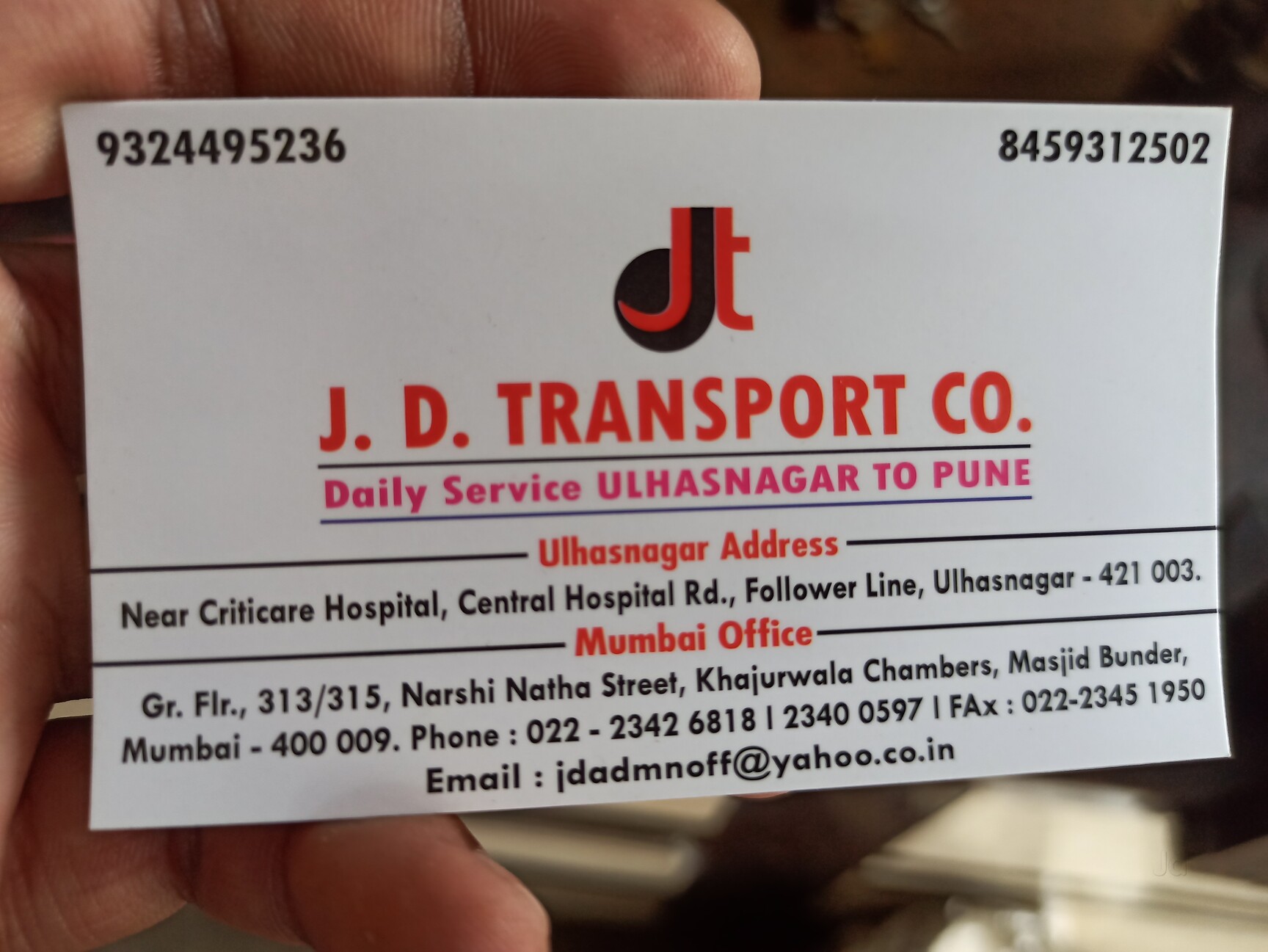 jethabhai doongarshi transport tracking