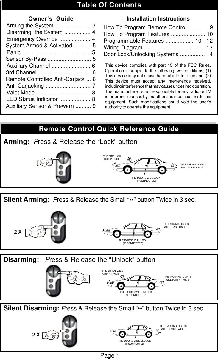 k 9 car alarm manual español