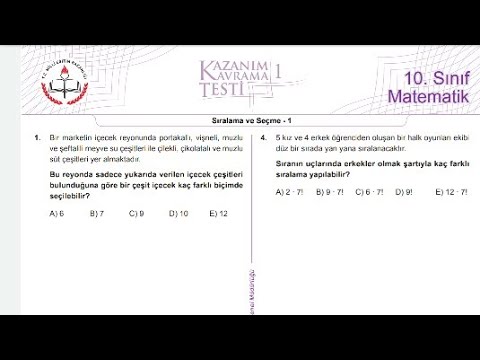 kazanım kavrama testi 10 sınıf matematik