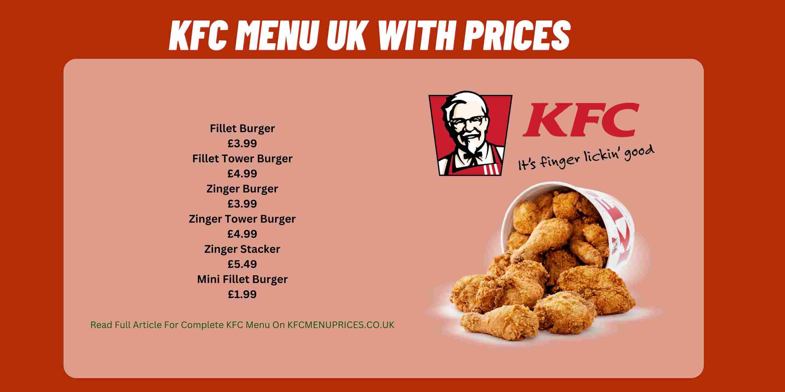 kfc uk menu