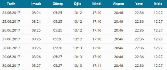 kocaeli yatsı ezan saati