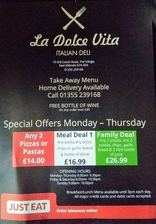 la dolce vita glasgow menu