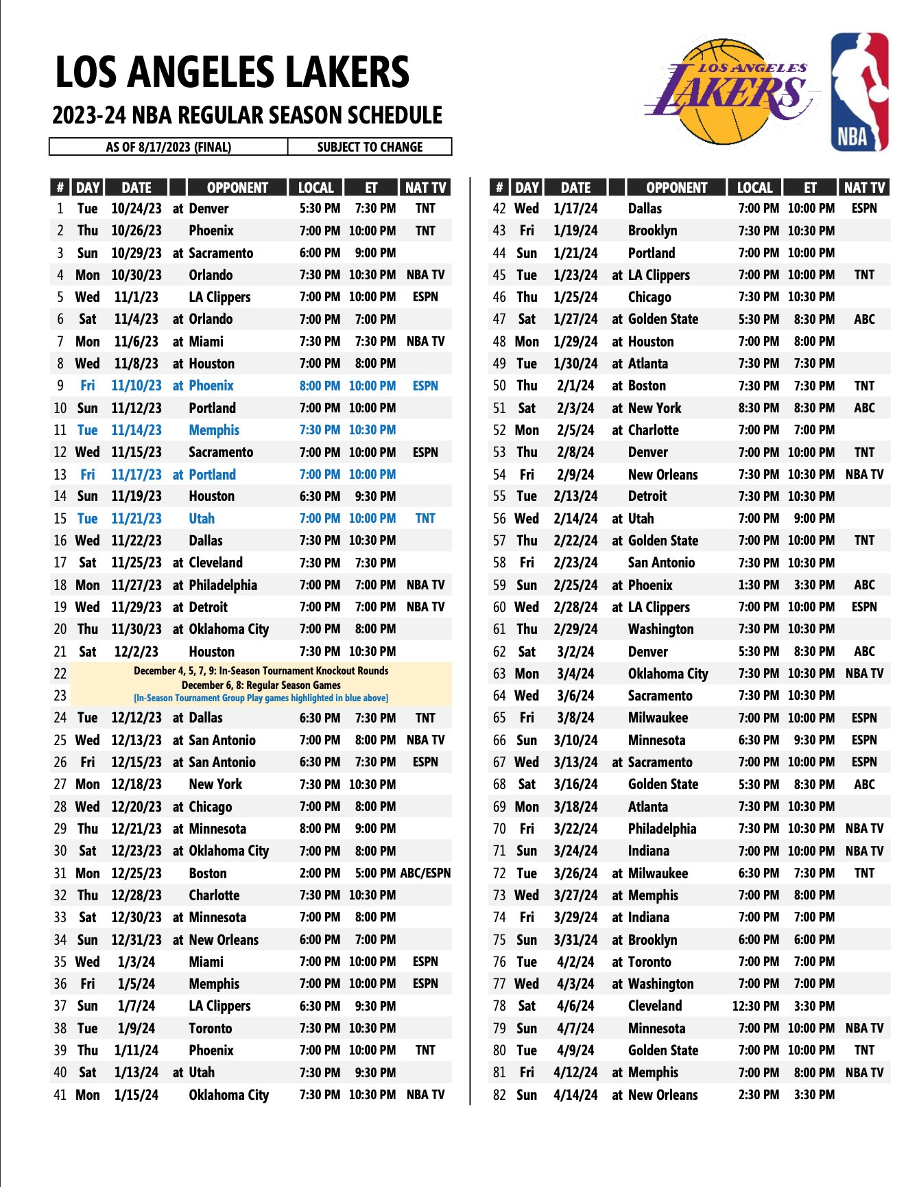 lakers schedule 2023-24