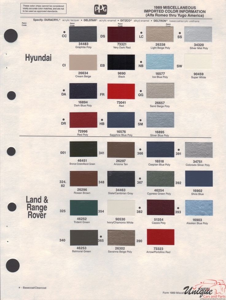 land rover defender color codes