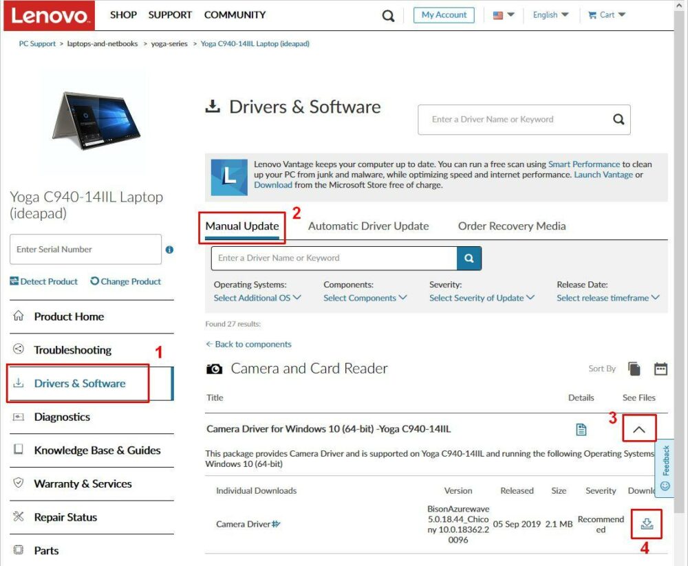 lenovo camera driver windows 10