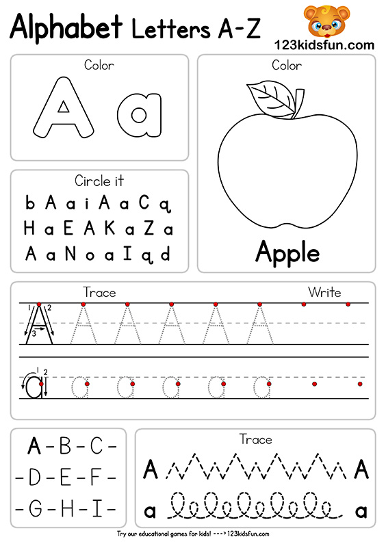 letter sheets for kindergarten