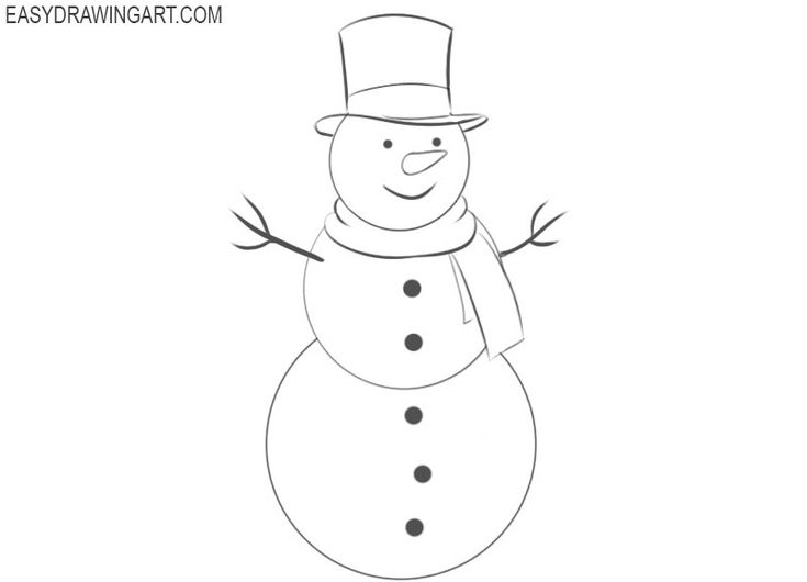 line drawing of a snowman