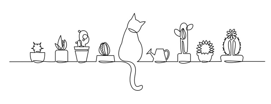 line drawings of cats