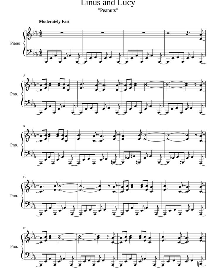 linus and lucy piano sheet music