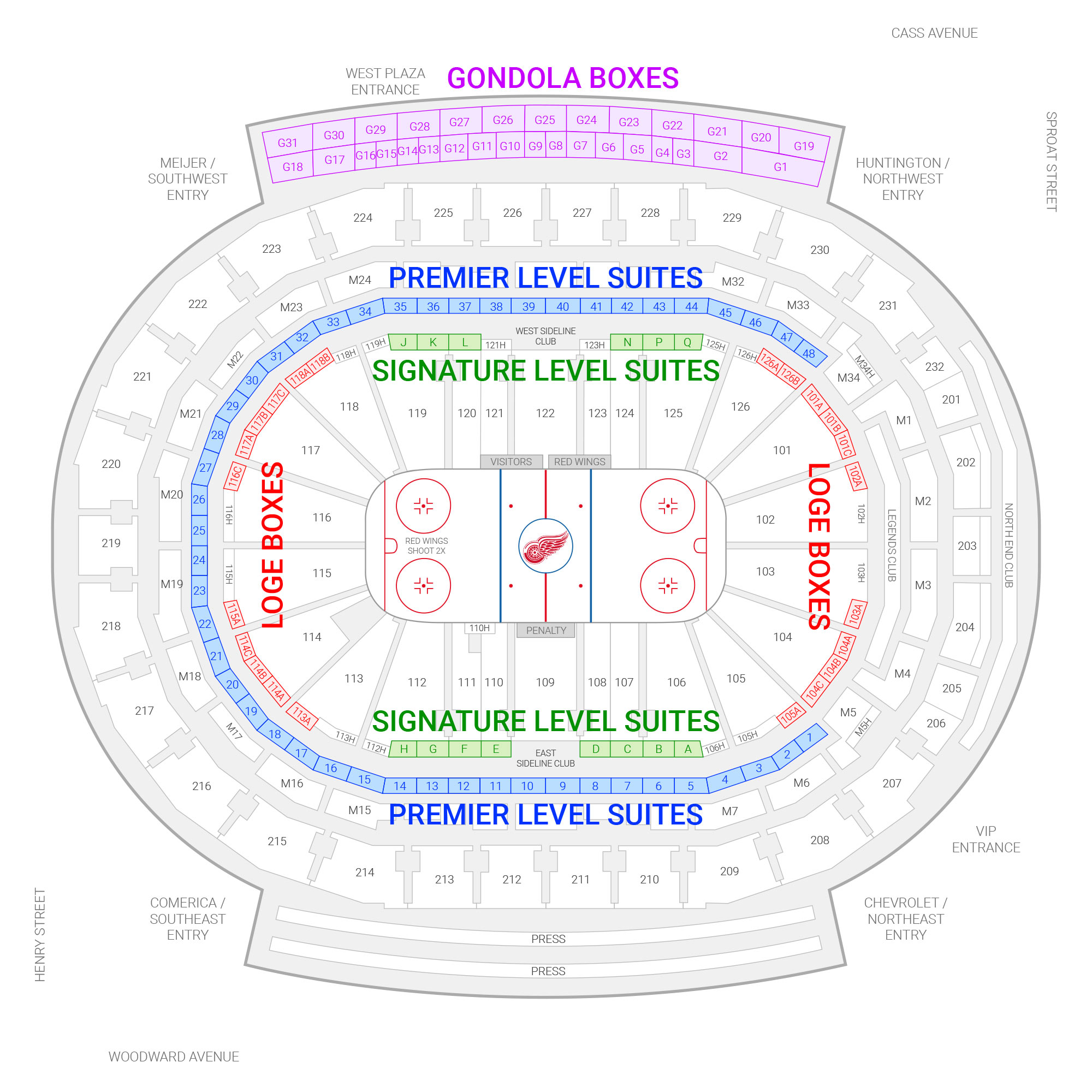 little caesars arena seating chart