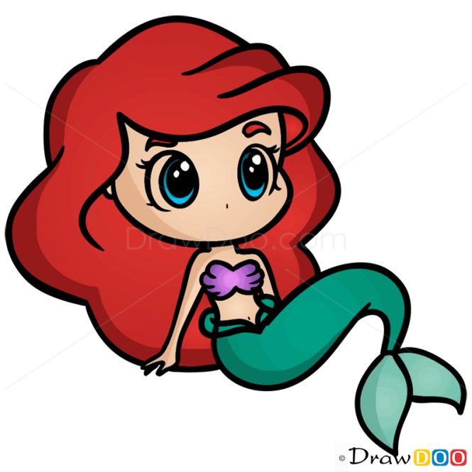 little mermaid drawing easy