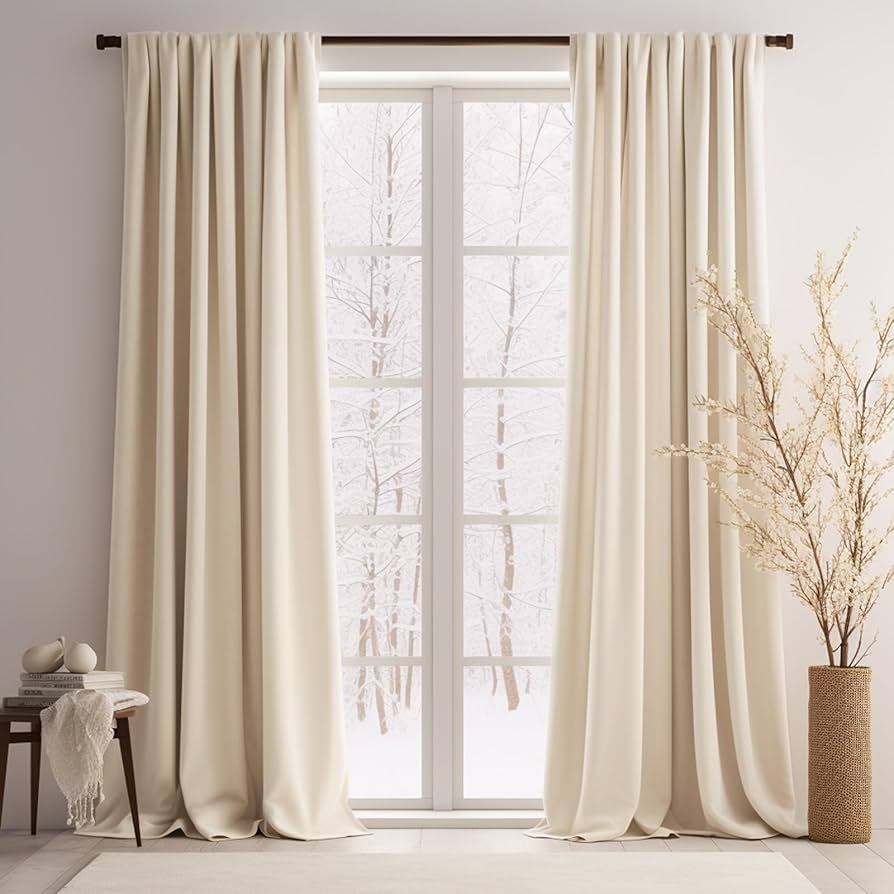 long cream curtains