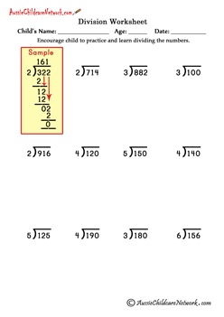 long division practice worksheets