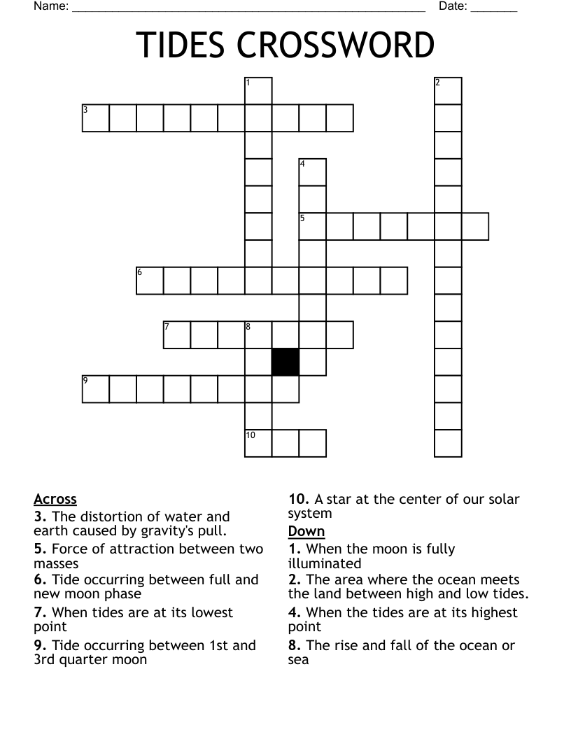 lowest point of tide crossword