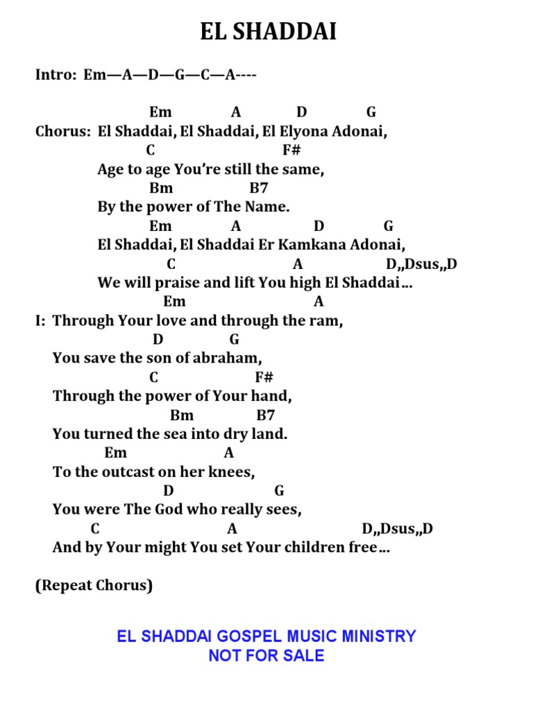 lyrics el shaddai translation