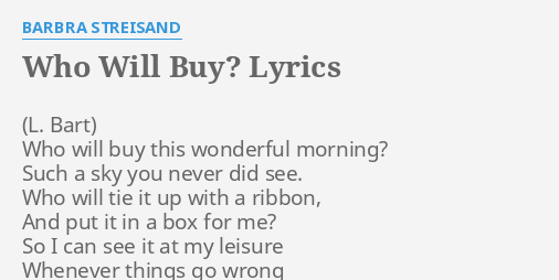 lyrics who will buy