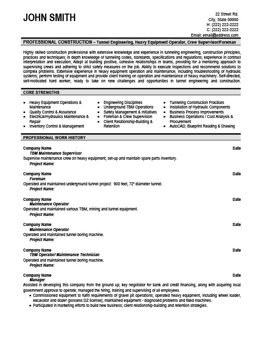 maintenance supervisor resume