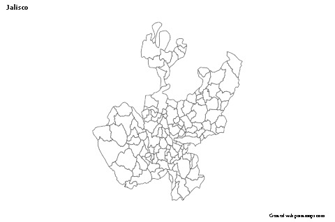 mapa de jalisco blanco y negro