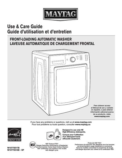 maytag clothes washer manual