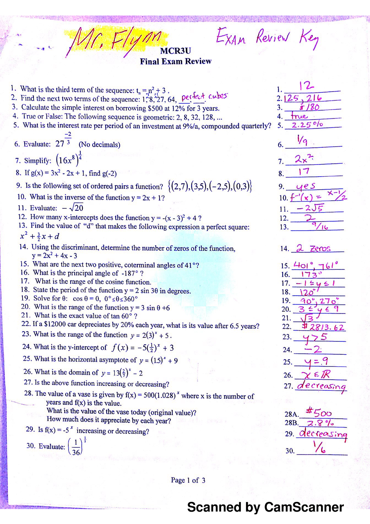 mcr3u final exam with answers