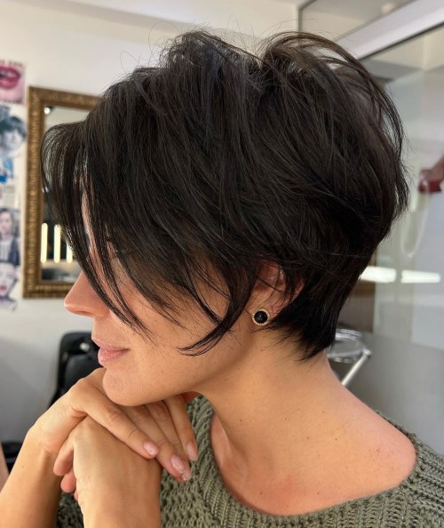 messy pixie with bangs