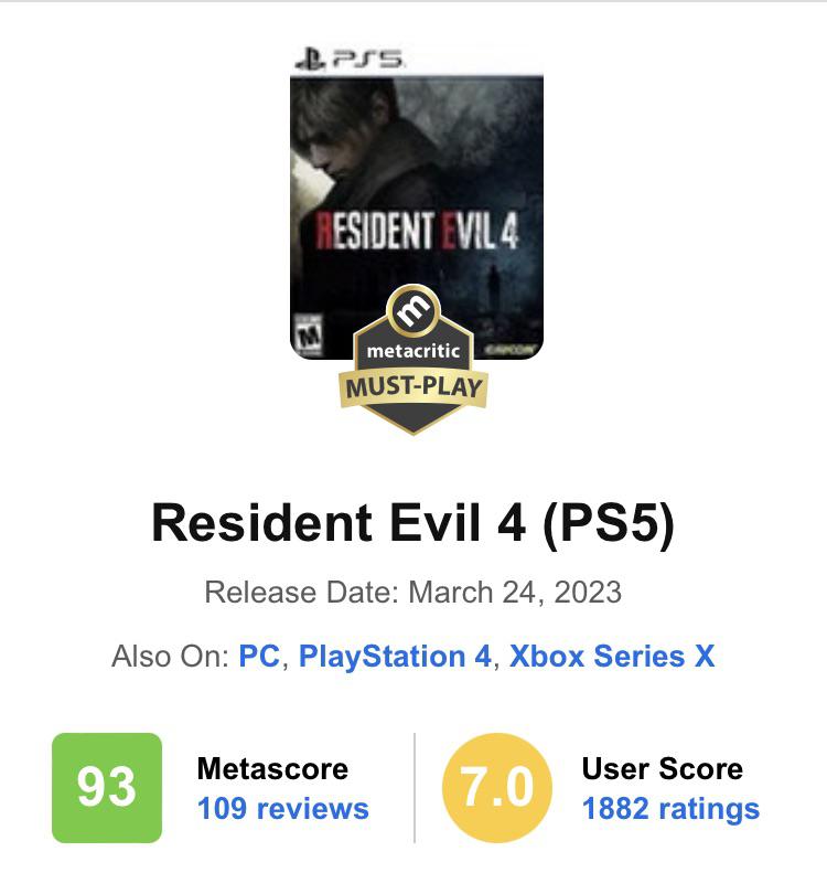 metacritic resident evil 4