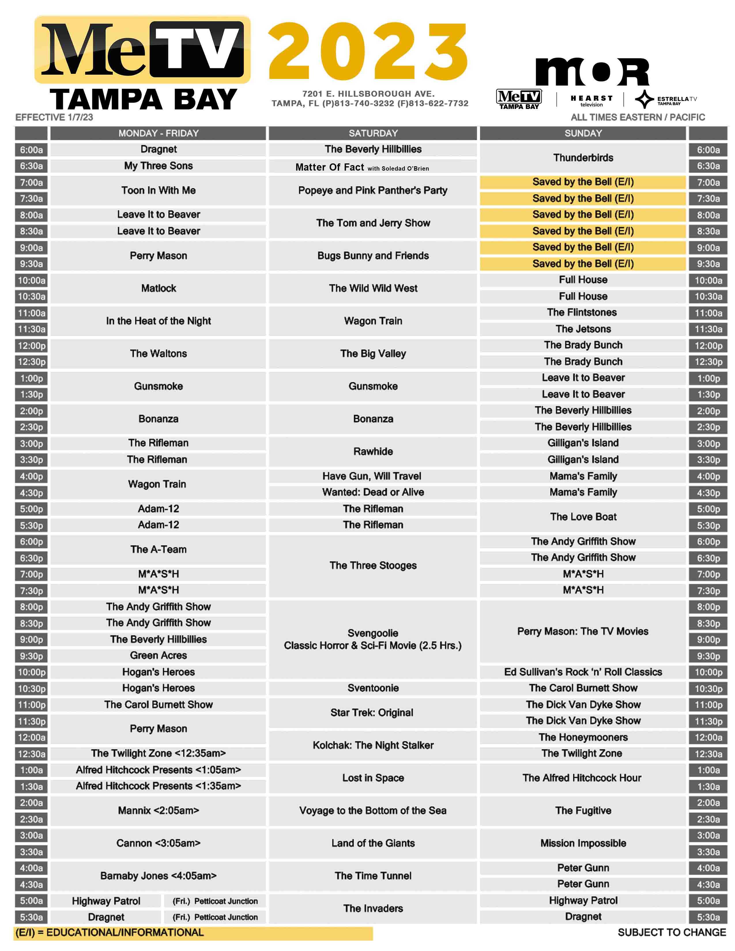 metv schedule changes 2023