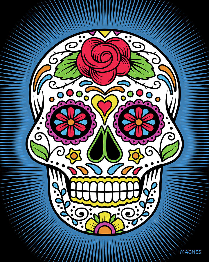 mexican skull with roses